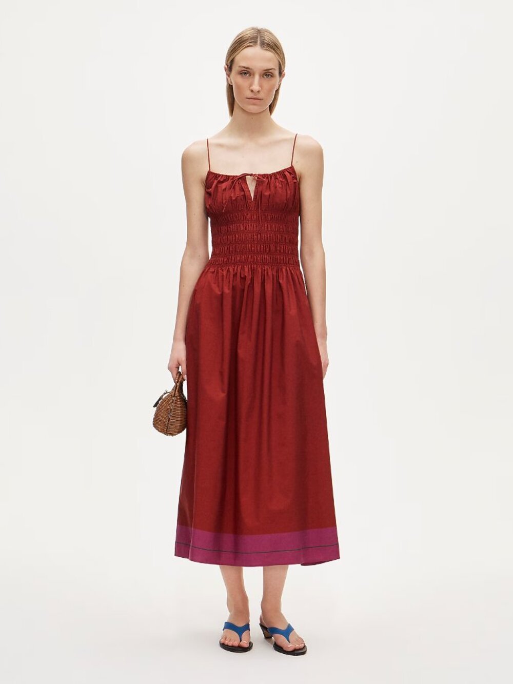 J.Crew Reverie dress in colorblock cotton poplin-Red Pink Combo-NWT